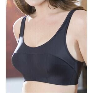 NWT Elila Black Microfiber Sports Bra 38DD/E Style 1620